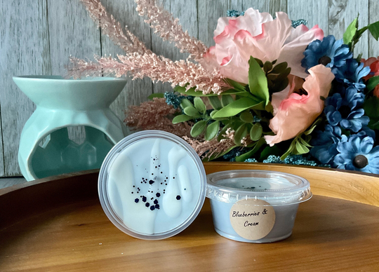 Blueberries & Cream, Soy Blend Wax Melt, 2 Oz Tart, Strong Scented Blueberry Tarts