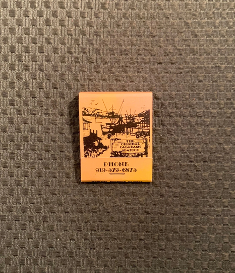 Vintage Matchbook, Original Calabash Seafood, Restaurant, Calabash, North Carolina, with 20 Match Sticks, Free Ship in Usa