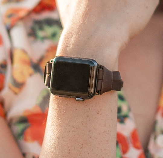 Rustic Brown Leather Apple Watch Band 38mm 40mm 41mm 42mm 44mm 45mm Women Iwatch Bracelet Strap Wristband Slim Bands