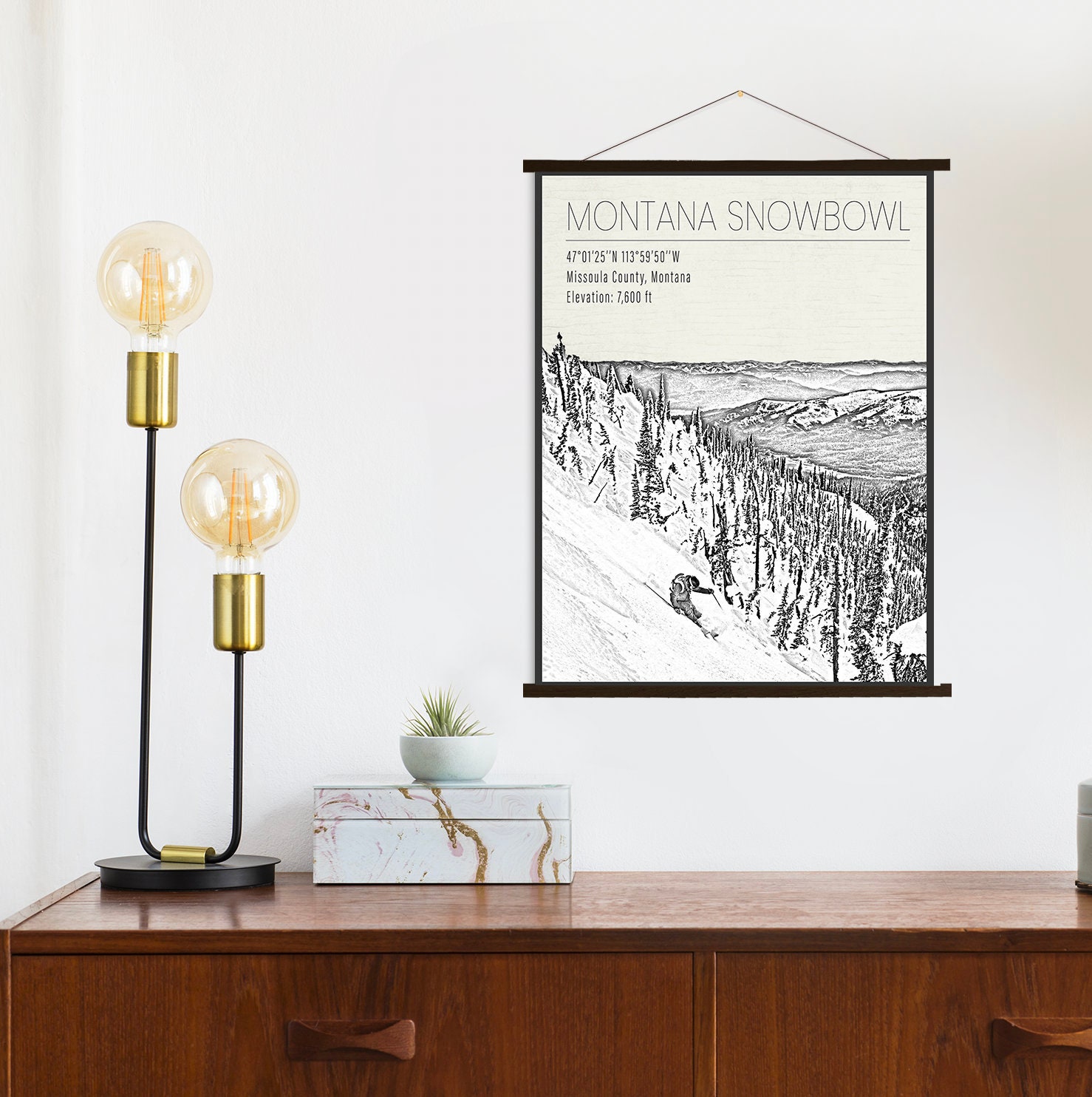 Montana Snowbowl Ski Resort Print | Hanging Canvas Of Printed Marketplace
