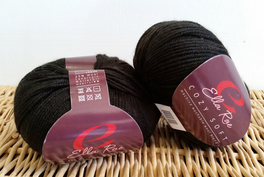 Worsted Wool Blend Yarn, Baby Ella Rae Cozy Soft Black 01, Washable Yarn