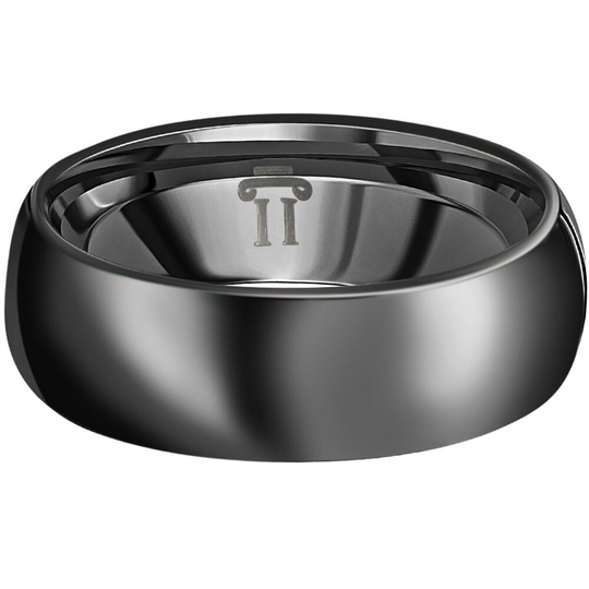 Men's Black Polished Bright Tungsten Ring 7mm Comfort Fit Wedding Band