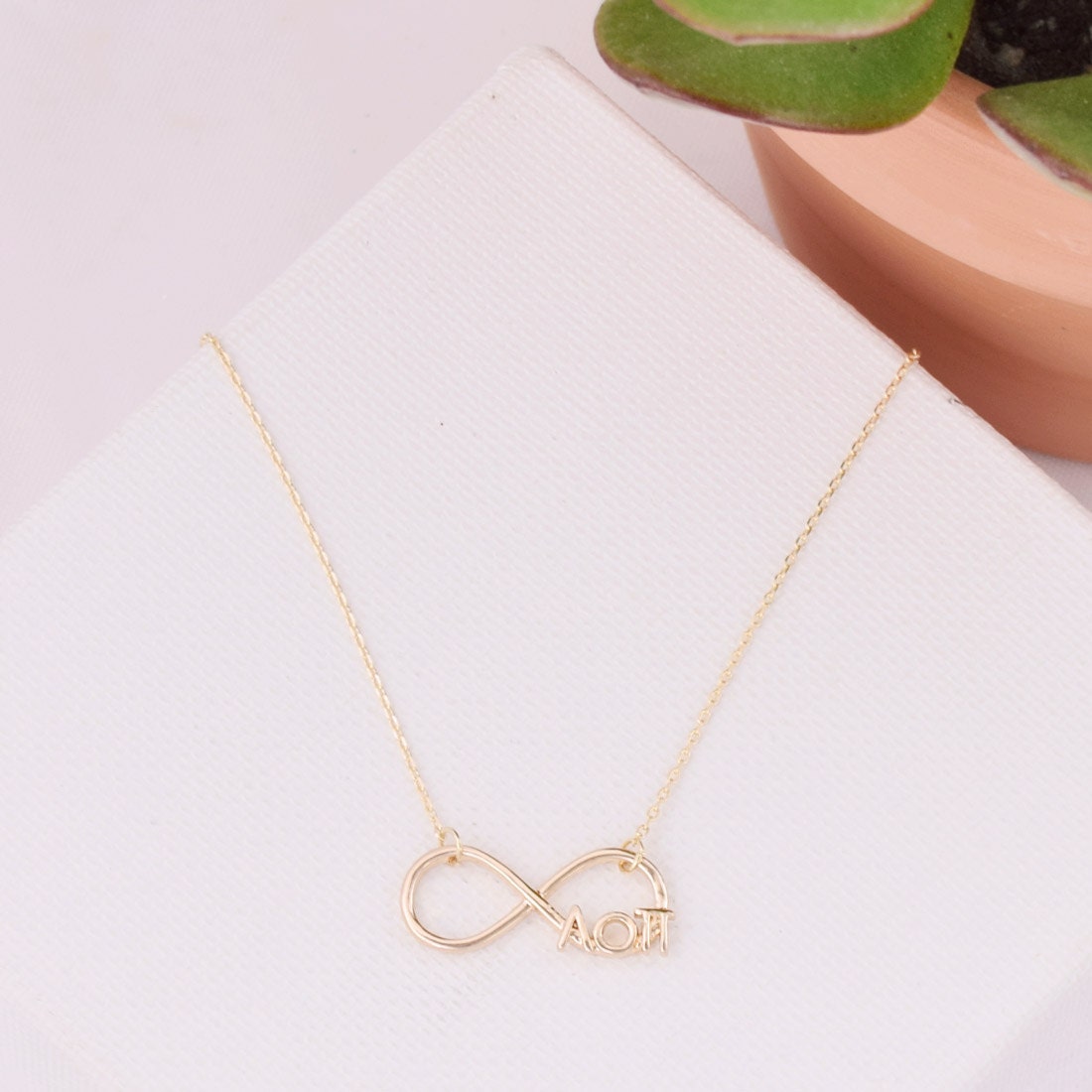 Alpha Omicron Pi Infinity Necklace/Sorority Neckace Aopi Jewelry Big Little Gifts