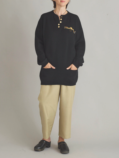 Vintage Black Wool Blend Sweater For Women Size M | Jumper With Golden Buttons - Ftv979