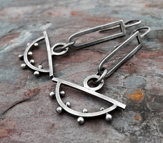 Sunrise Earrings Ii || Hand Forged Sterling Silver Artisan Metalsmith Jewelry | 6566