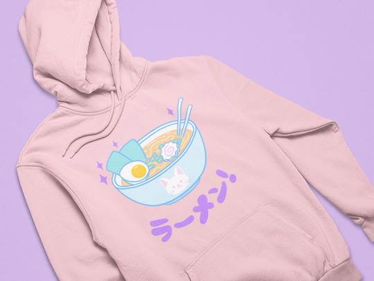 Cute Ramen Pink Kawaii Hoodie, Soup Noodle Sweatshirt, Pastel Clothing, Harajuku Japanese, Tumblr Egirl Eboy, Unisex