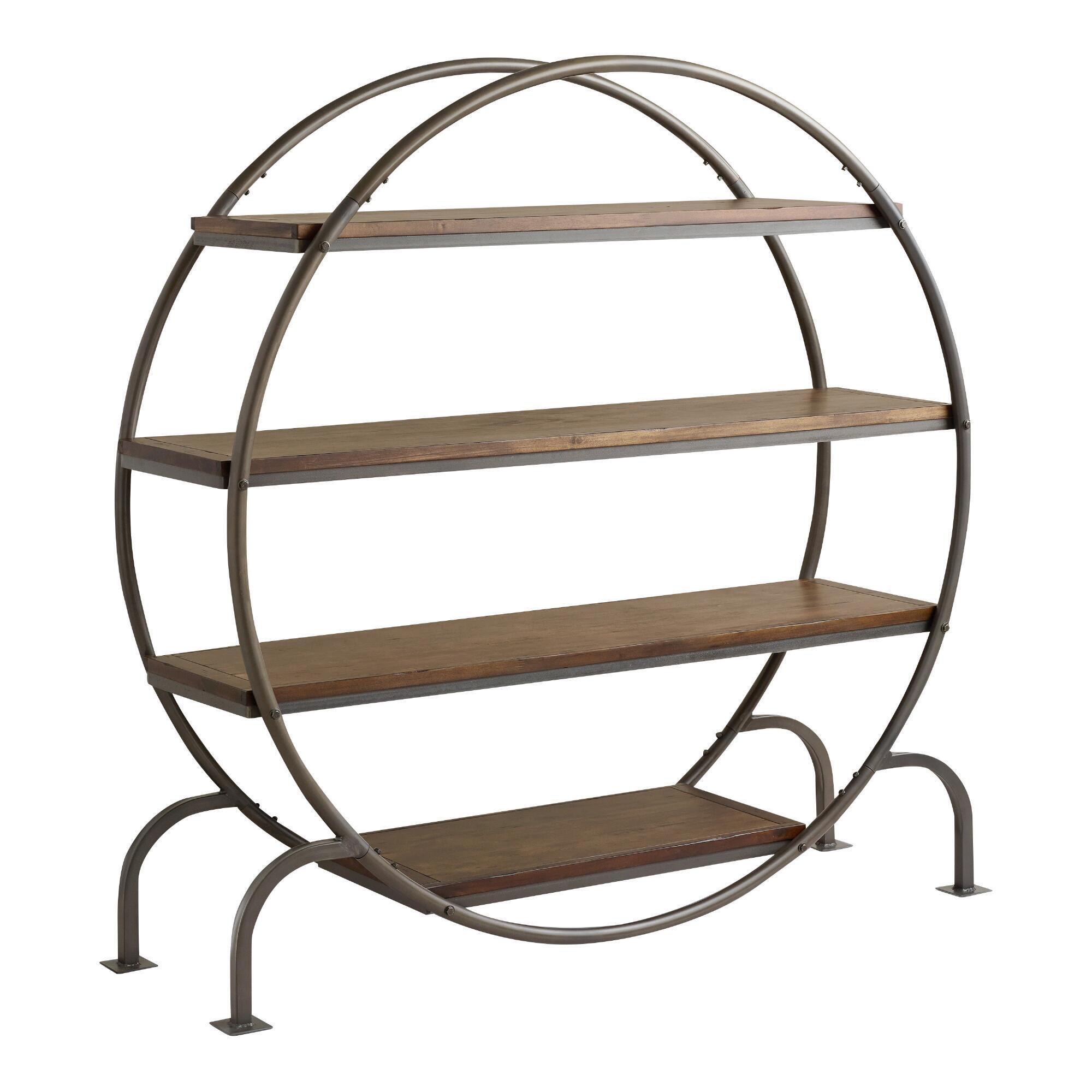 Round Wood and Metal Bookshelf by World Market