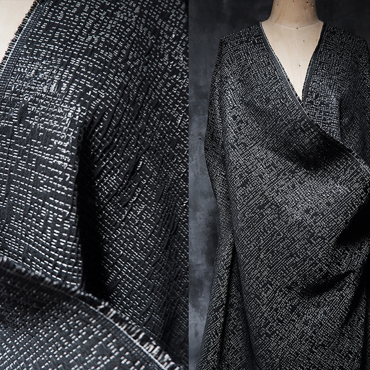 Blend Jacquard Fabric - Dark Series Bright Lines Constitute Autumn Winter Coat Thick Silver Wire D135