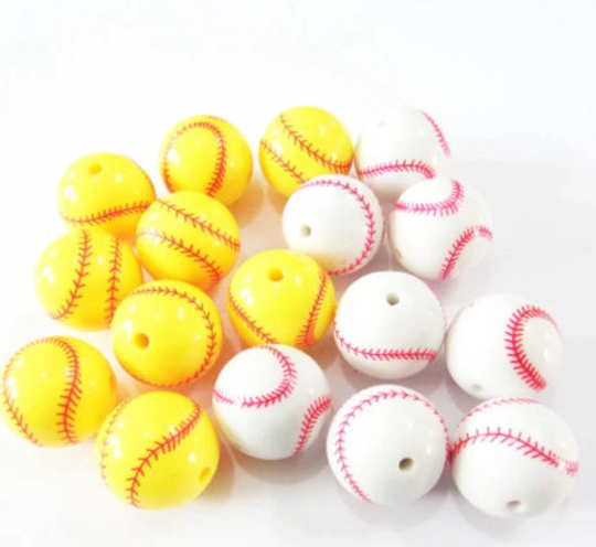 20mm Baseball Or Softball Bubblegum Beads | Sports