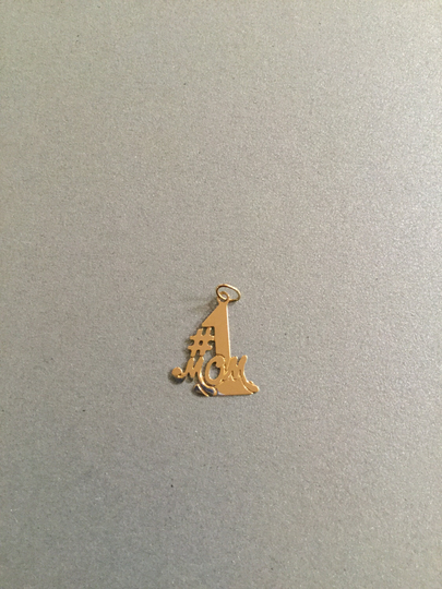 14K Solid Gold #1 Mom Pendant. A Perfect Gift To A Special Mom. Chain Completes This