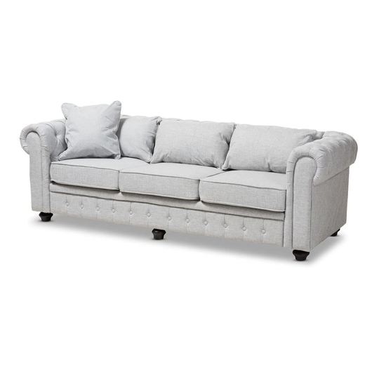 Baxton Studio Alaise Modern Grey Polyester/Blend Sofa in Gray | 144-8099-LW