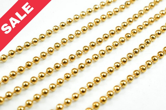 Gold Plated Round Ball Bead Chain Personalize Necklace & Customize 1.5mm Findings For Jewelry Supplier Sold By Foot Wholesale