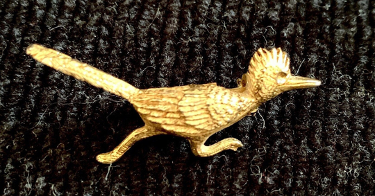 60S Roadrunner Pin, Goldtone, Beep 60S-70S Brooch
