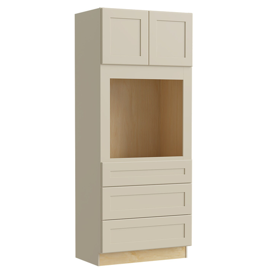 Luxxe Cabinetry Norfolk 33-in W x 84-in H x 24-in D Blended Cream Painted Drawer Base Fully Assembled Semi-custom Cabinet (Shaker Door Style)
