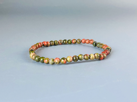 Unakite Small Bead Bracelet