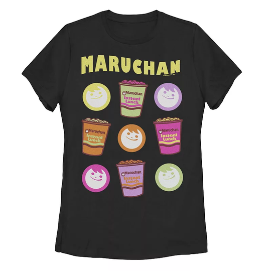 Juniors' Maruchan Neon Logo And Cup Icon Graphic Tee, Women's, Size: Medium, Black