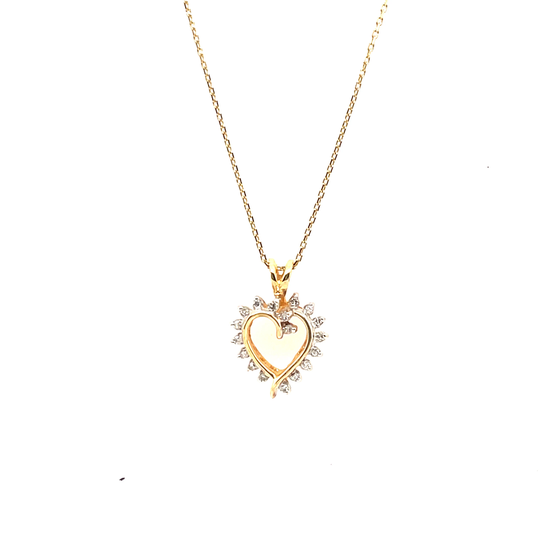 Diamond Heart 14K Yellow Gold Pendant Necklace
