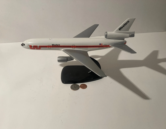 Vintage Model Replica Airplane, Quality, Heavy Duty, Western, Dc-10, Aircraft, Jet, 11" X 10" 7", Home Decor, Office Shelf Display