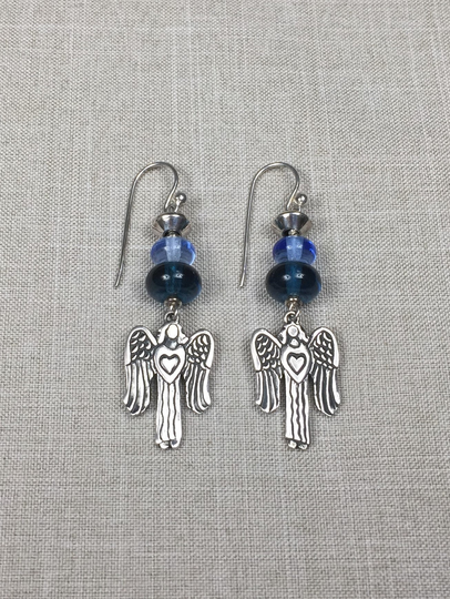Guardian Angels Earrings, Artisan Lampwork & Sterling Silver Earrings
