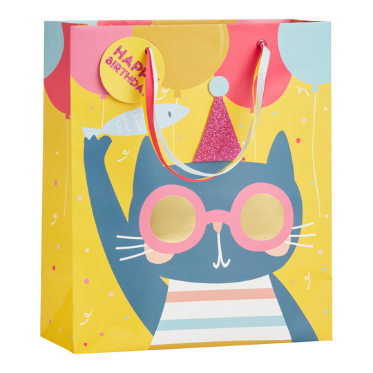 Medium Birthday Party Cat Gift Bag Set Of 2 by World Market