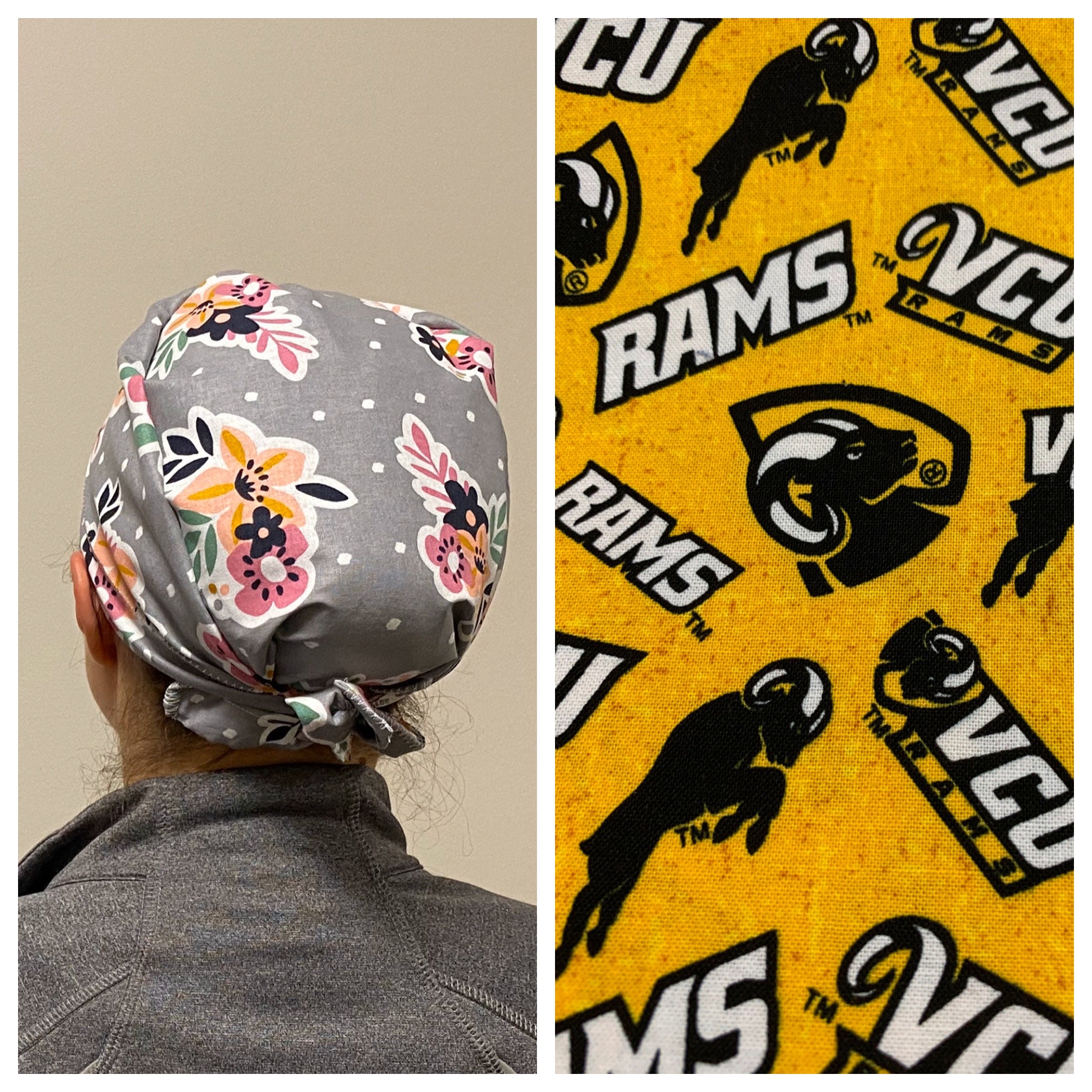 Virginia Commonwealth University Rams Scrub Hat, Surgical Medical Cap, Bandana Cap