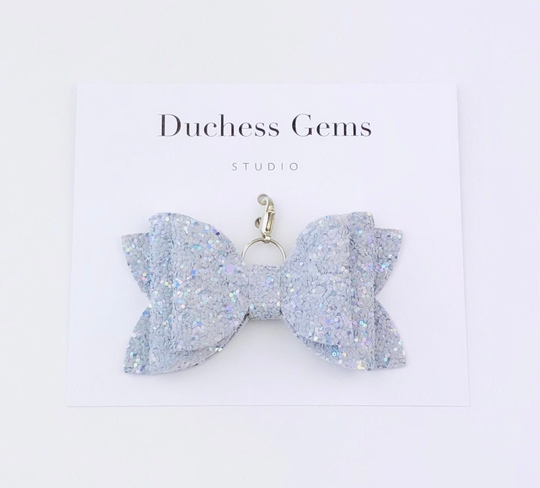 Grey Glitter Chloe Bow Planner Charm, Bow, Clip