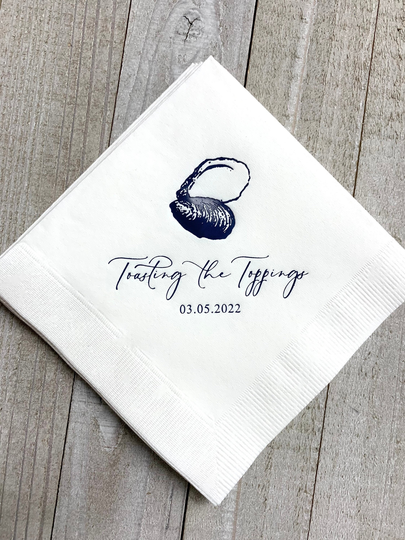 Oyster Theme Raw Bar Food Seafood Shuck It Monogram Custom Personalized Napkins Party Paper Cocktail Luncheon Dinner Guest Towels
