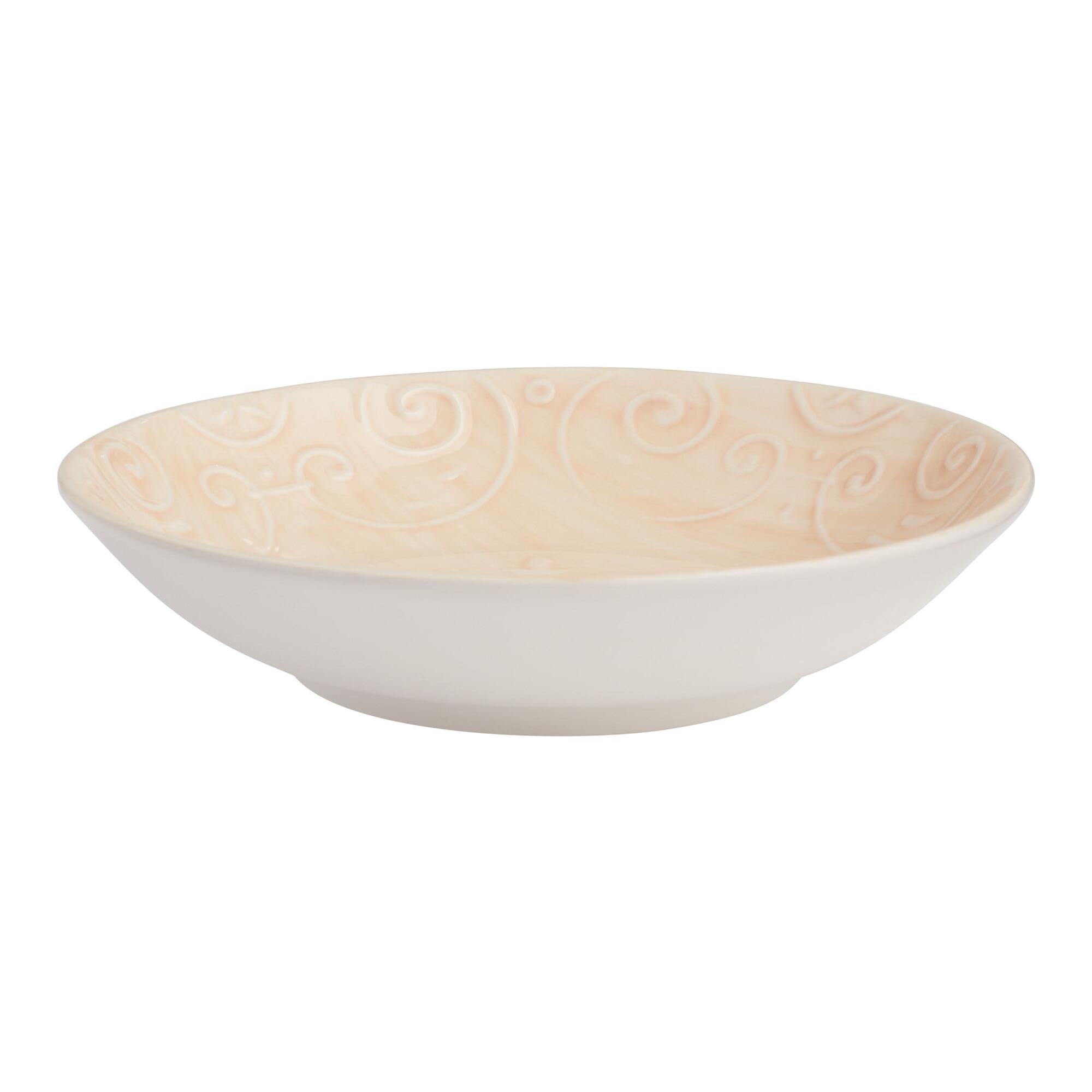 Embossed Ceramic Avellino Pasta Bowl: Cream - Earthenware by World Market