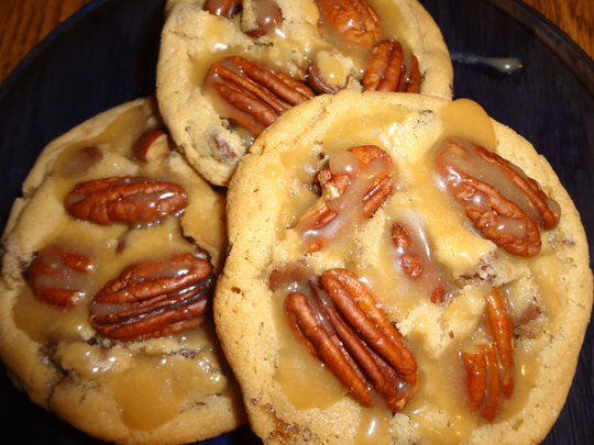 Sweet & Salty Homemade Chocolate Pecan Caramel Cluster Cookies | 2 Dozen
