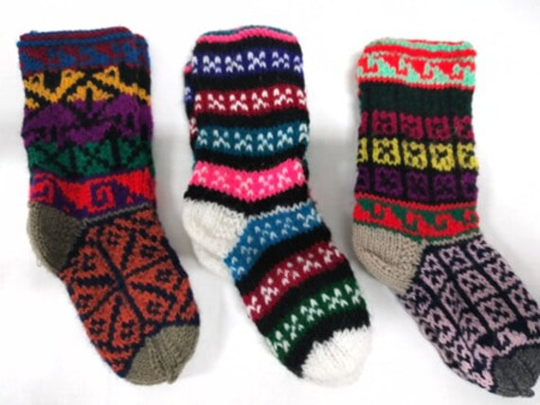 Hand Knitted Socks. Wool Blend Bright Socks. Andes On My Mind . Only 3 Pairs Available. Children
