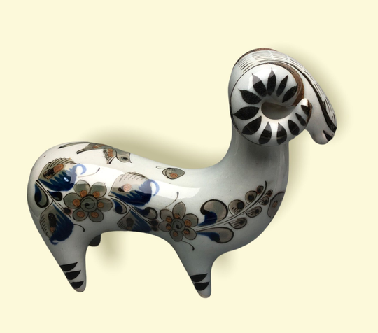 Tonala Mexico Ken Edwards Pottery El Palomar 10" Ram Sheep Figurine - Signed