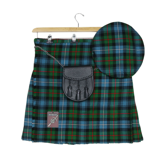 Mackenzie Ancient Wool-Blend Homespun Tartan Kilt & Accessories Bundle