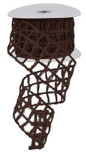 Wired Ribbon By The Roll Jute Netting | Chocolate Brown 2.5" X 10 Yards For Wreaths, Floral Arrangements, Gift Wrapping & Crafting