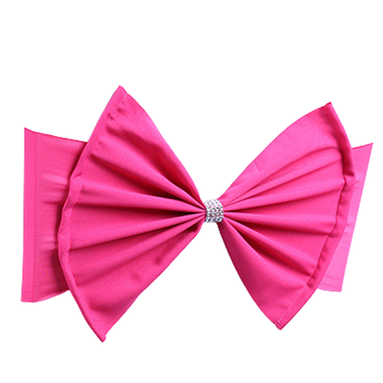 Sash Bow Elastic All Matched Blend Fabric Reception Event Universal Chair Cover Back Tie Wedding Supplies - rose red