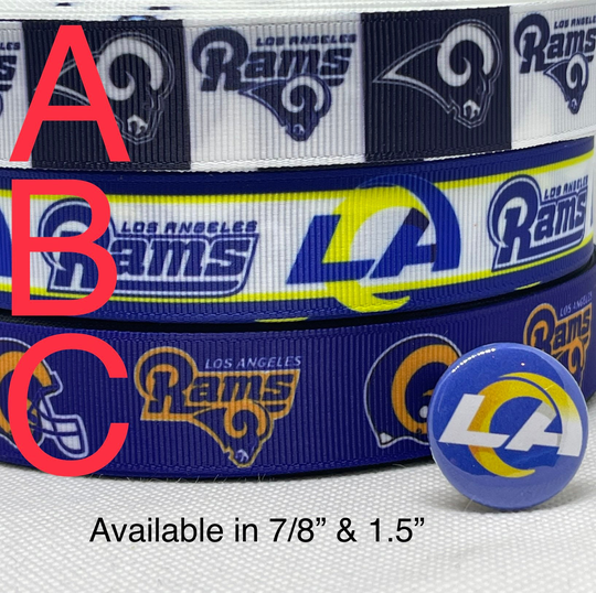 Los Angeles Rams Inspired Grosgrain Ribbon And/Or Coordinating 1" Flatbacks. Perfect For Bow Making & Many Other Crafts
