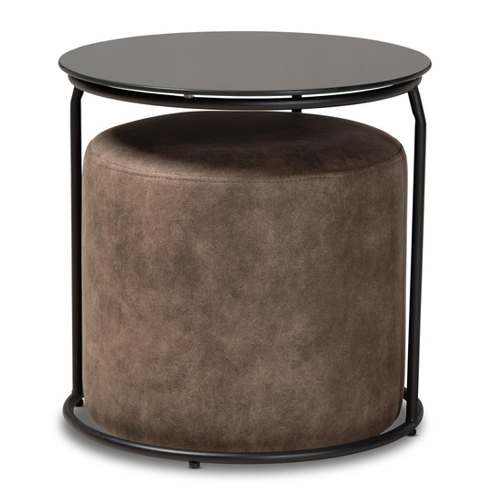 Baxton Studio Kira Modern Polyester/Polyester Blend Grey/Brown/Black Living Room Set | 160-9917-LW