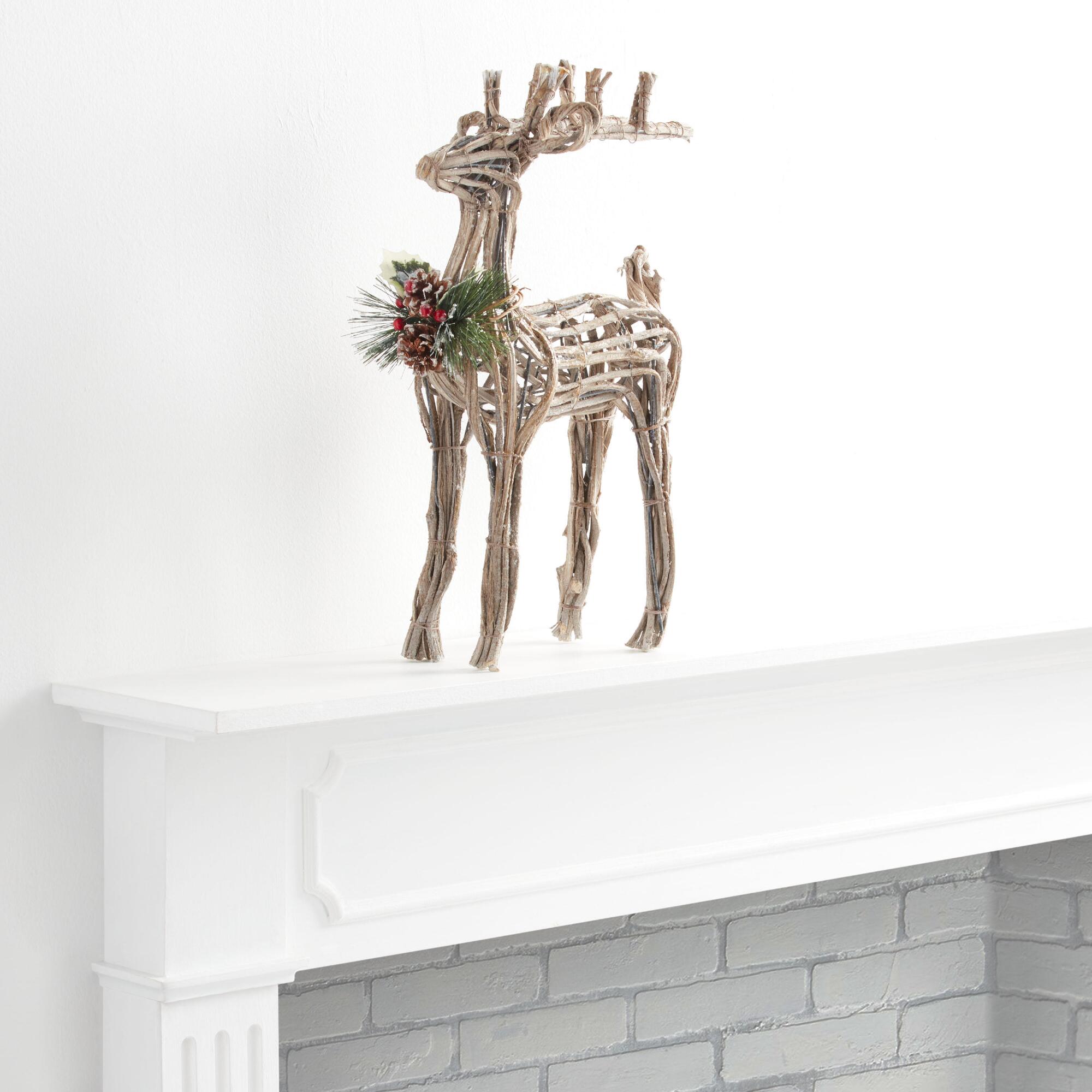 Pier Place Brown Wicker Standing Reindeer Decor - Sisal by World Market