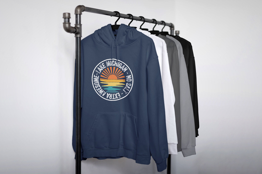 Great Lakes Hooded Sweatshirt Lake Michigan Hoodie Unisex No Salt Extra Awesome Shirt Retro Sunset Style