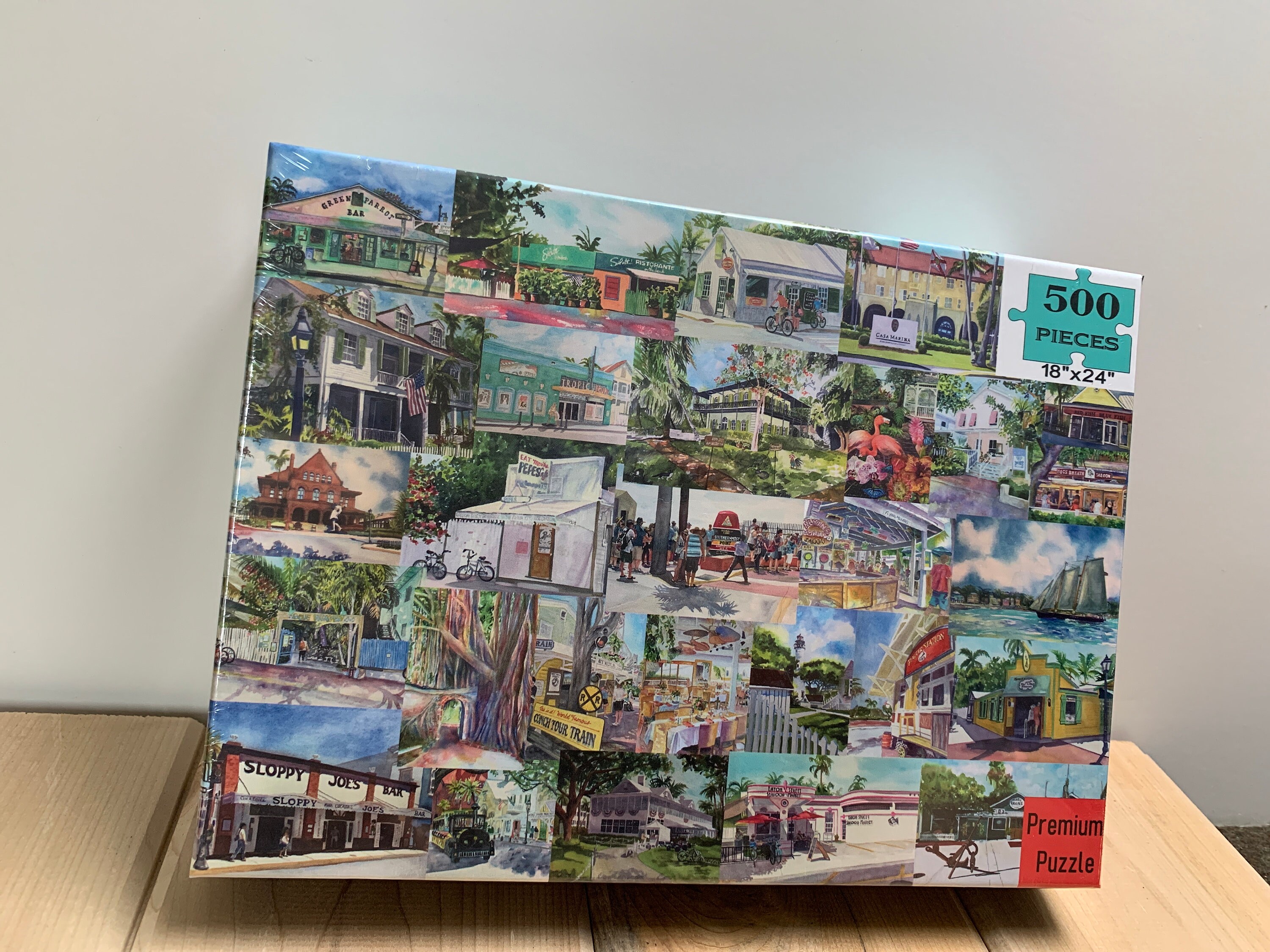 Puzzle - 500 Piece Key West Premium Jigsaw Puzzle Watercolor By Brenda Ann 18x24"