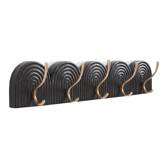 Black and Gold Carved Wood Arch Wall Rack by World Market