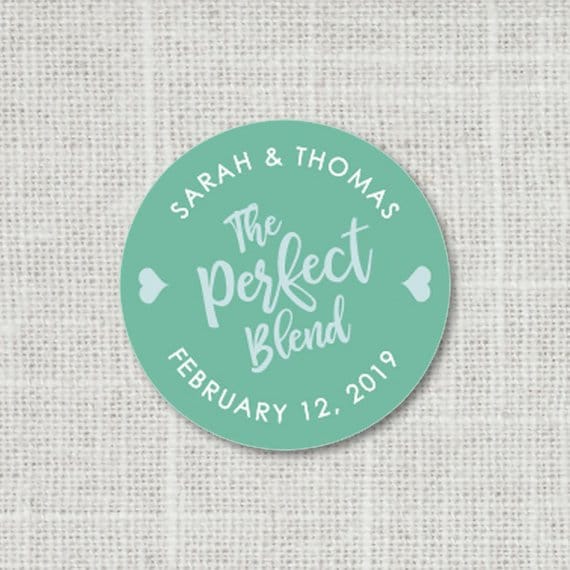 The Perfect Blend Stickers, Coffee Or Tea Favor Personalized Stickers For Bridal Baby Shower, Bag Labels