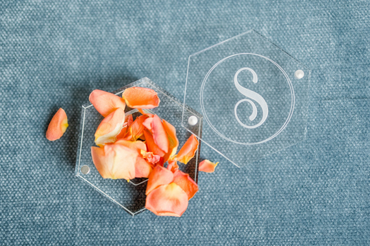 Monogram Acrylic Ring Box | Clear Hexagon Custom Personalized Wedding