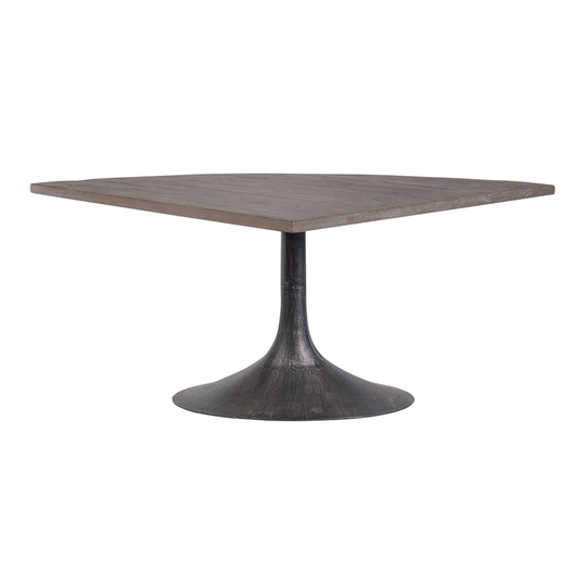 Quarter Round Reclaimed Pine and Metal Gibson Dining Table: Gray - Small by World Market