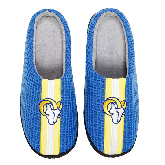 Men's FOCO Royal Los Angeles Rams Team Stripe Memory Foam Slide Slippers, Size: XL, Blue