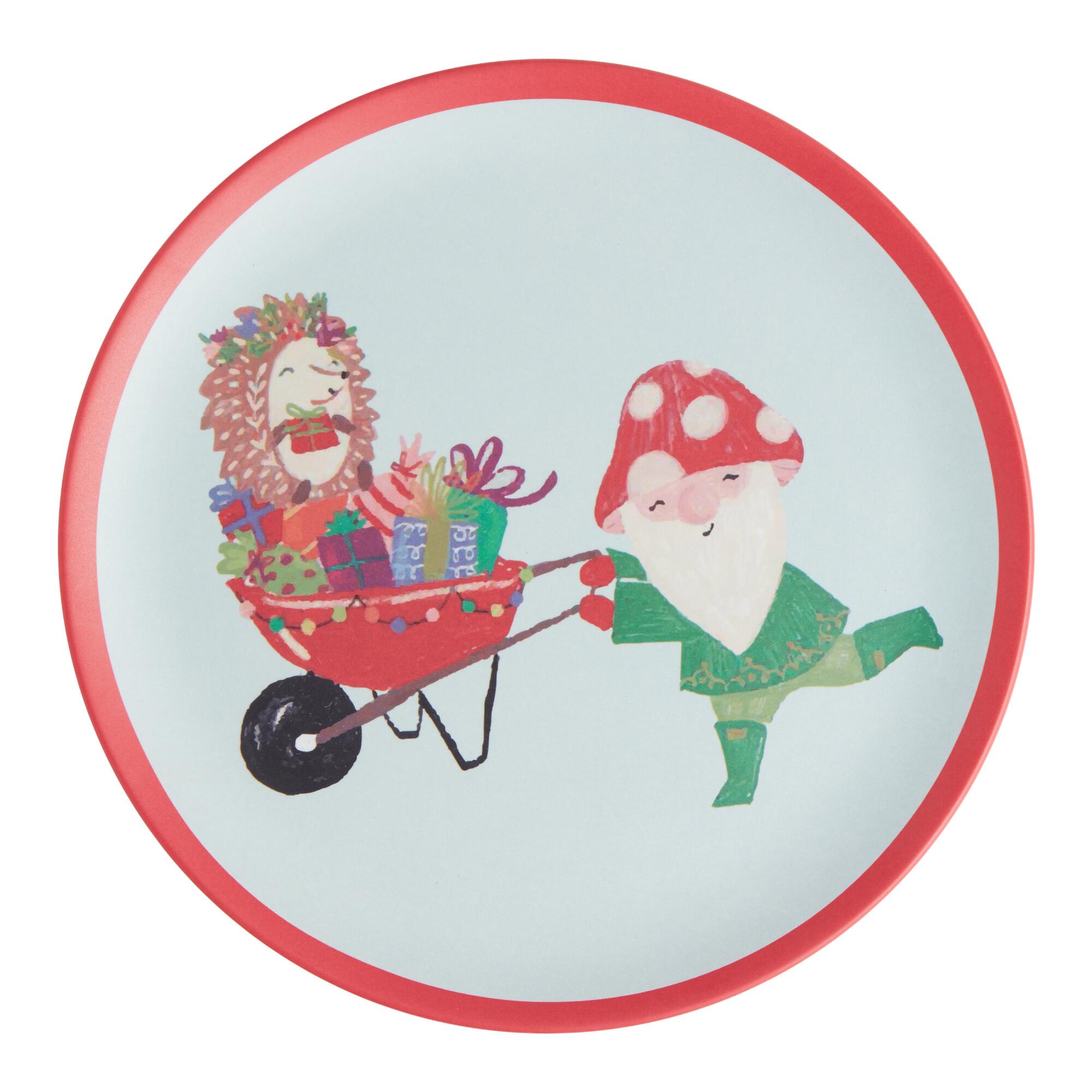 Woodland Gnome With Gifts Bamboo Fiber Dinner Plate: Green - Melamine by World Market
