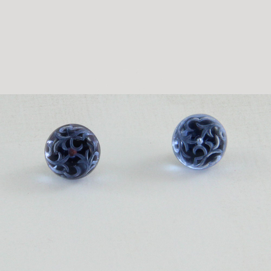 Handmade Vintage Czech Glass Cabs Light Sapphire Brocade 9mm Stud Earrings Oscarcrow Original Design