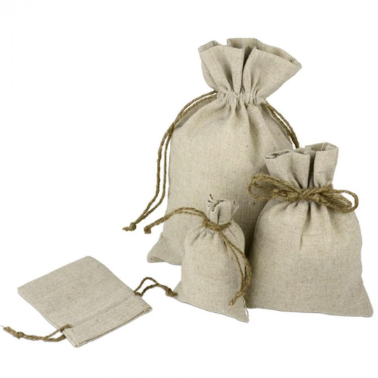 8 X 10 Linen Bags With Jute Drawstring | 12 Pack