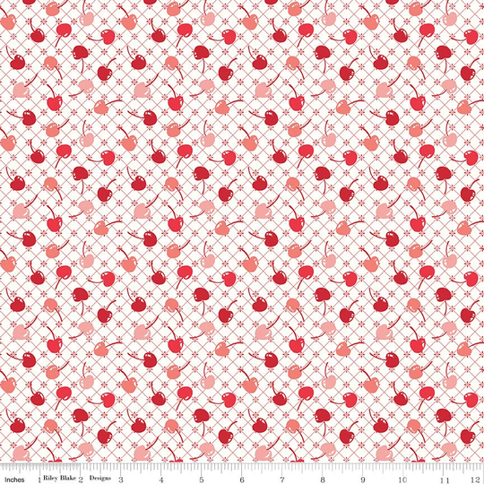 Cherries - Cook Book Fabric Collection By Lori Holt For Riley Blake Designs C11758 Red 1/2 Yard