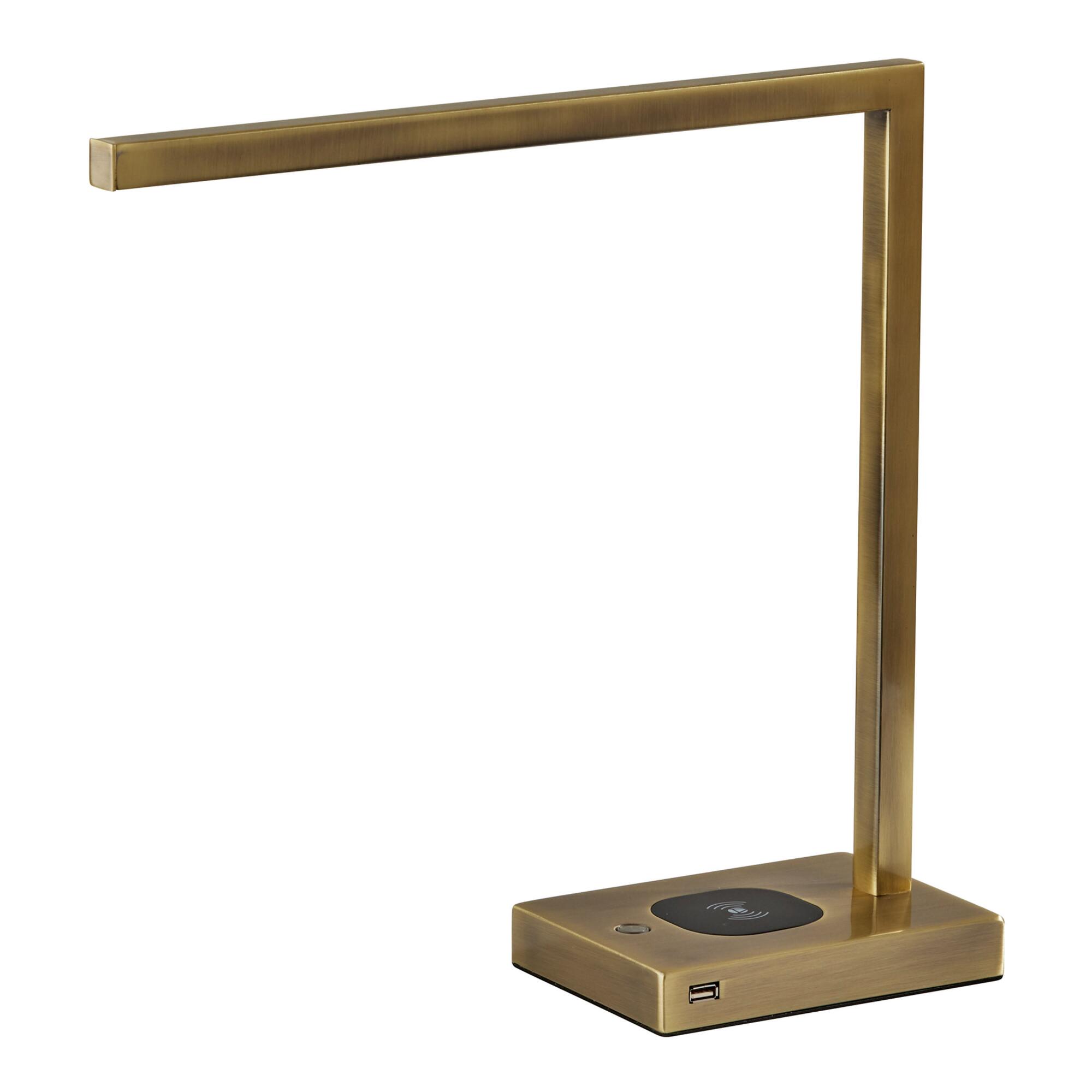 Metal LED Seward Desk Lamp with USB and Charging Pad: Black by World Market