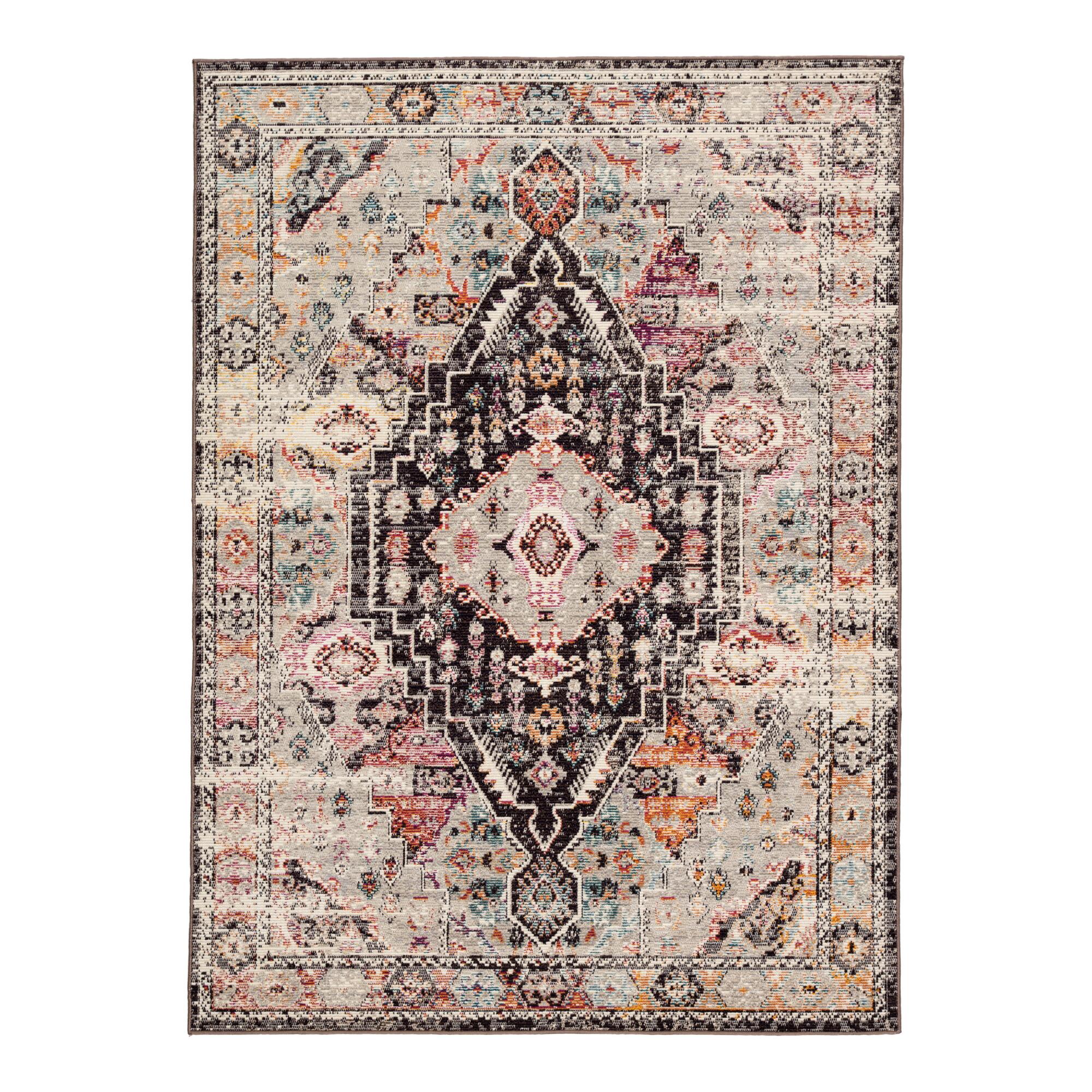 Brown and Pink Medallion Jayde Indoor Outdoor Patio Rug - Polypropylene - 5' x 8' by World Market